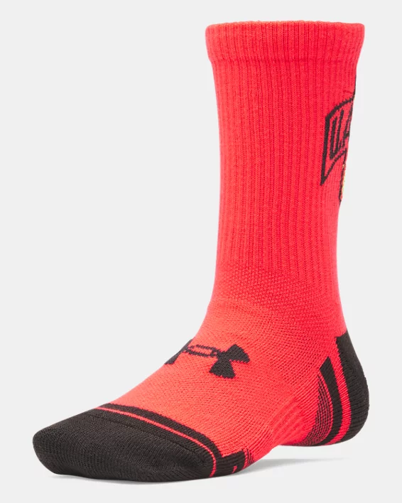 UA Performance Tech Kids 3-Pack Crew Socks - Image 2