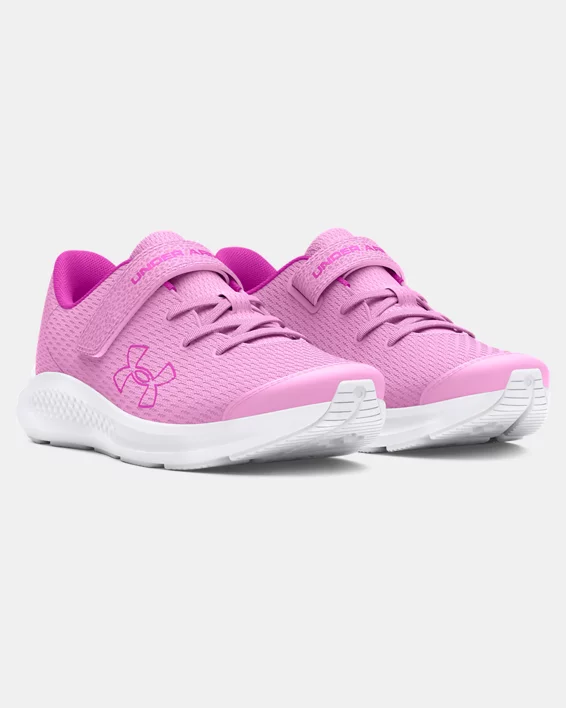 UA Pursuit 3 AC Big Logo Girls Pre-School Running Shoes - Image 4