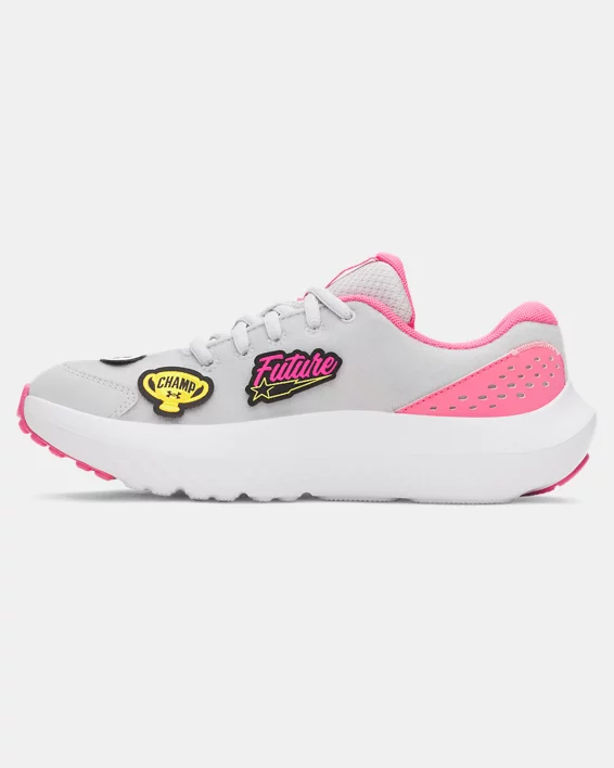 UA Surge 4 Patches Girls Grade School Running Shoes - Image 2