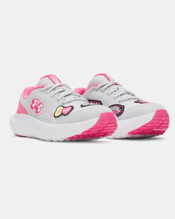UA Surge 4 Patches Girls Grade School Running Shoes - Image 5