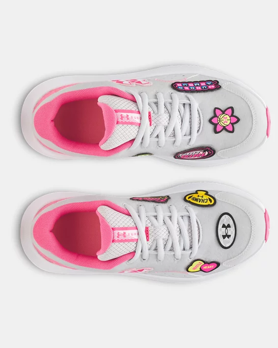UA Surge 4 Patches Girls Grade School Running Shoes - Image 3