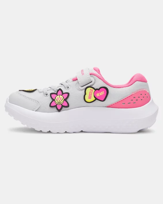UA Surge 4 AC Patches Girls Pre-School Running Shoes - Image 2