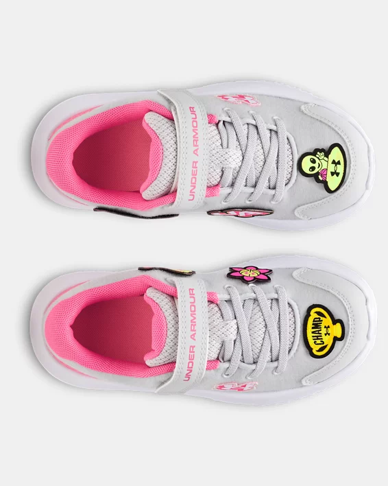 UA Surge 4 AC Patches Girls Pre-School Running Shoes - Image 3