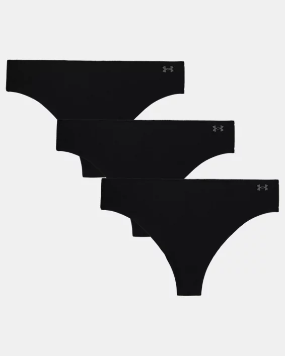 UA Pure Stretch Womens 3-Pack No Show Thong - Image 4