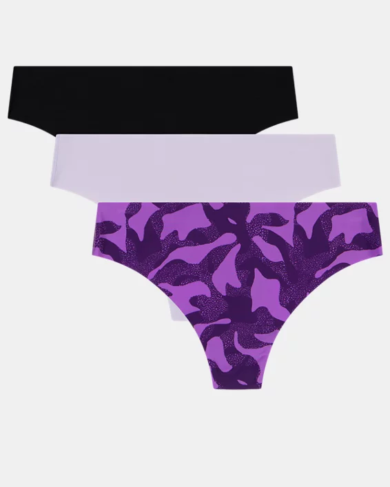 UA Essential Stretch Womens 3-Pack Printed No Show Thong - Image 2