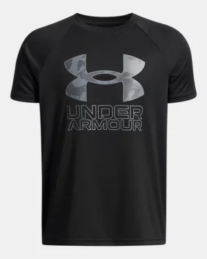 UA Tech Hybrid Print Boys Short Sleeve
