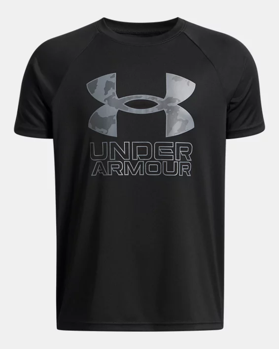 UA Tech Hybrid Print Boys Short Sleeve