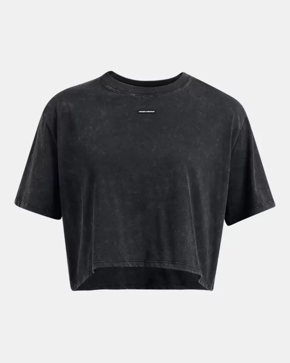 UA Wash Logo Womens Boxy Crop Short Sleeve - Image 3