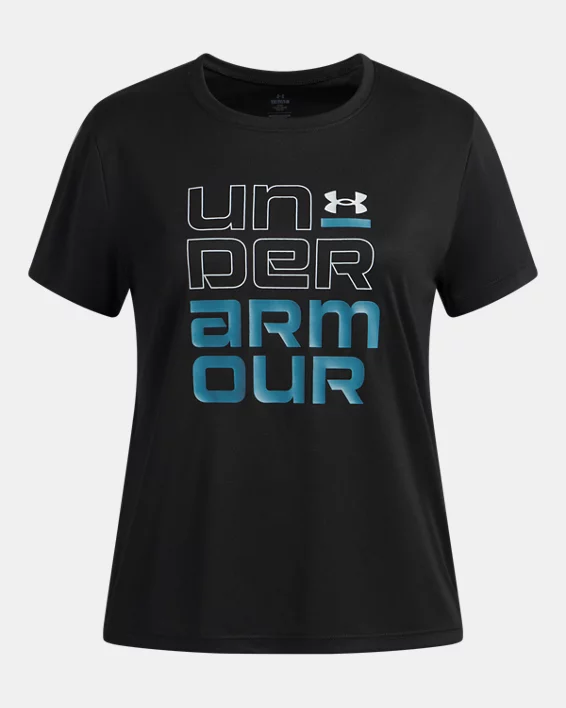UA Tech Split Wordmark Girls Short Sleeve