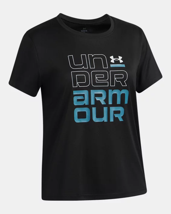 UA Tech Split Wordmark Girls Short Sleeve - Image 3