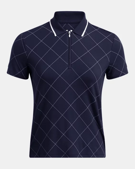 UA Premier Zip Windowpane Womens Polo - Image 3