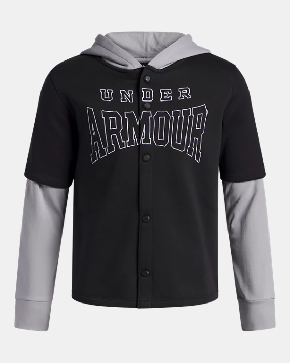 UA Icon Fleece Boys Button-Down Hoodie - Image 2