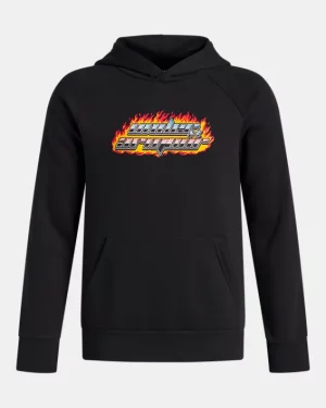 UA Rival Fleece Flamin Wordmark Boys Hoodie