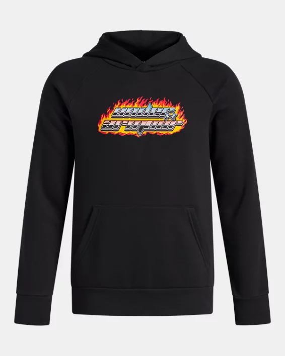 UA Rival Fleece Flamin Wordmark Boys Hoodie