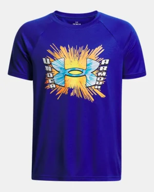 UA Tech Graphic Wordmark Boys Short Sleeve