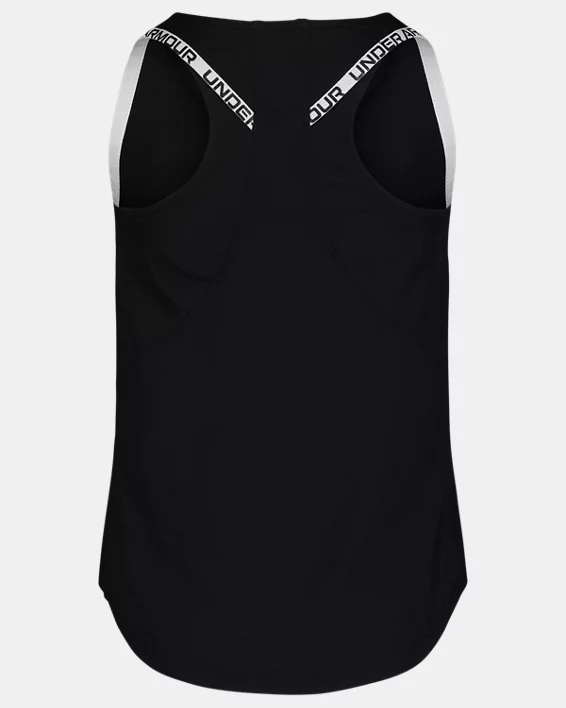 UA Knockout Logo Mesh Panel Little Girls Tank - Image 2