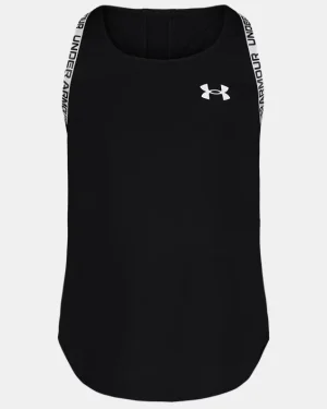 UA Knockout Logo Mesh Panel Little Girls Tank