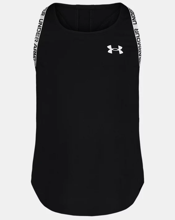 UA Knockout Logo Mesh Panel Little Girls Tank