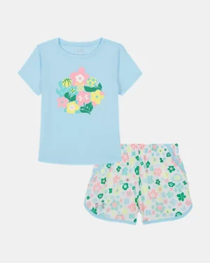 UA Floral Logo Infant Girls Woven Microfiber Shorts Set