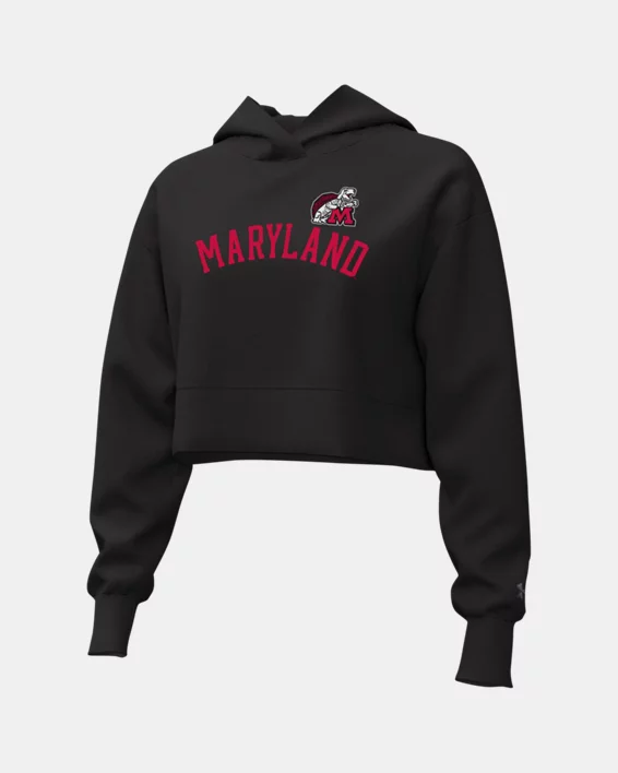UA Rival Fleece Collegiate Womens Cropped Hoodie - Image 3