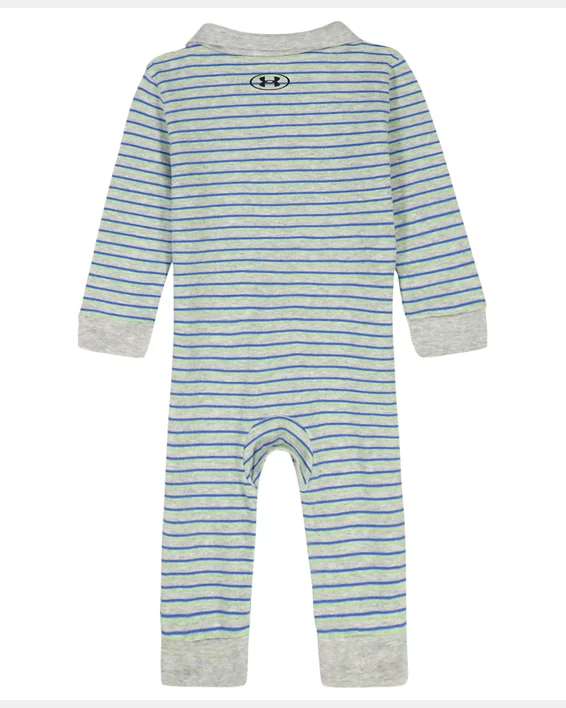 UA Stripe Polo Newborn Boys Coverall - Image 2
