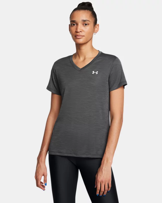 UA Tech Twist Womens V-Neck Short Sleeve - Image 2