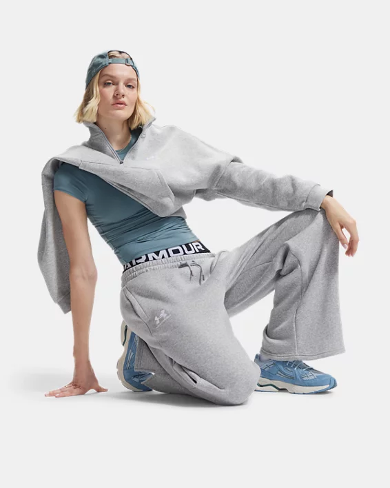 UA Icon Fleece Womens Wide Leg Pants - Image 5