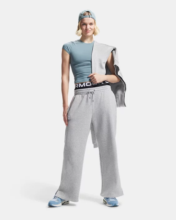 UA Icon Fleece Womens Wide Leg Pants - Image 4