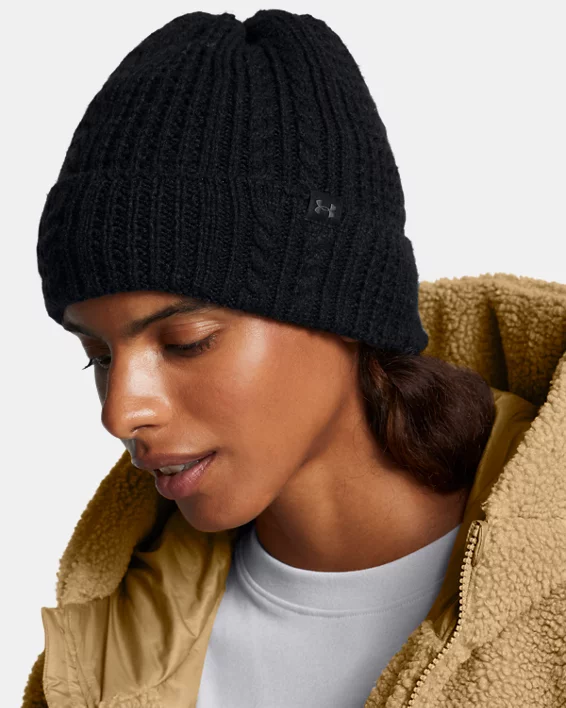 UA Halftime Cable Knit Womens Beanie - Image 2