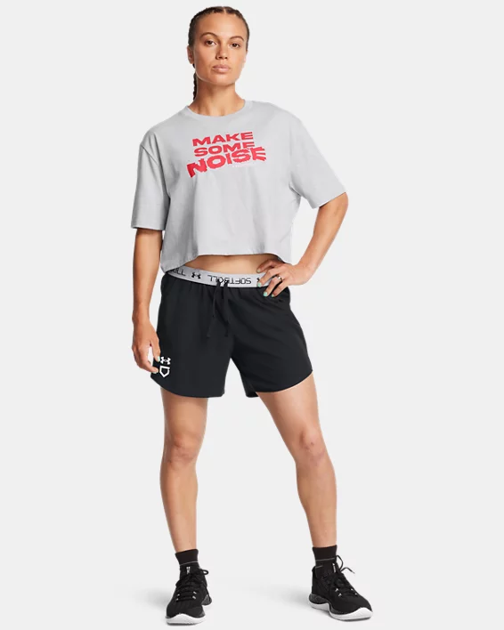 UA Utility Softball Womens 4.75 Shorts - Image 3