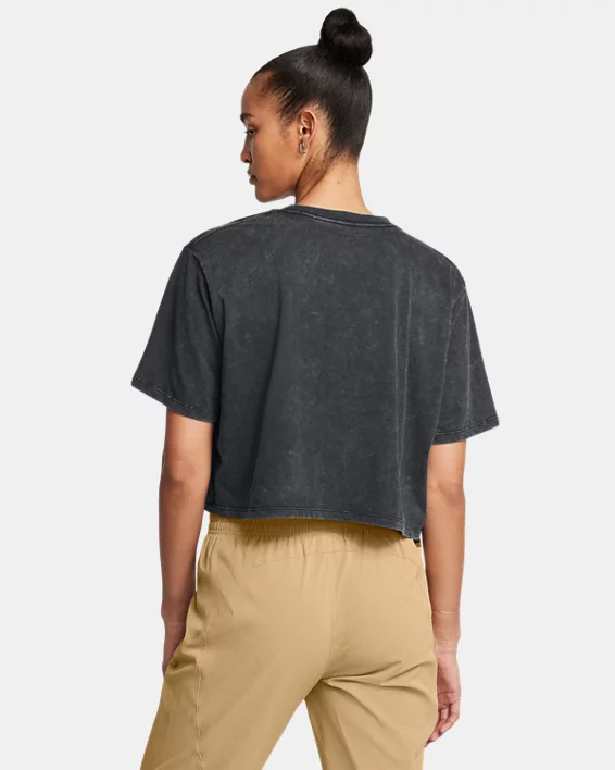 UA Wash Logo Womens Boxy Crop Short Sleeve - Image 2