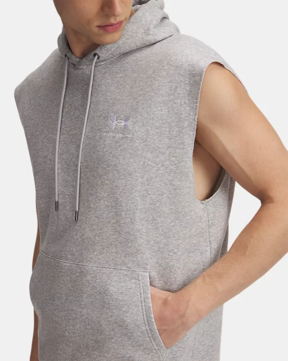 UA Icon Fleece Mens Sleeveless Hoodie - Image 3