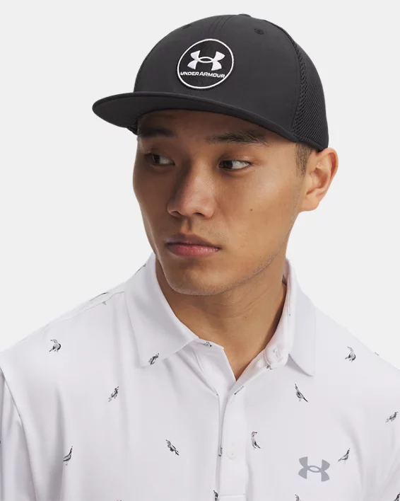 UA Drive Mid Mens Stretch Fit Cap - Image 3