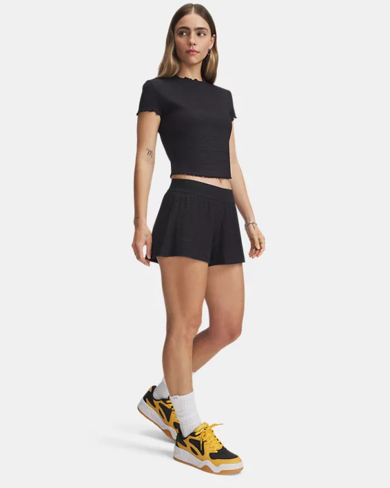 UA Courtside Crinkle Womens 3 Shorts - Image 3