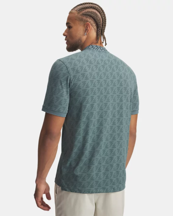 Curry Zip Jacquard Mens Polo - Image 2