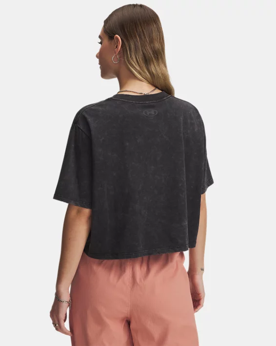 UA Boxy Crop Wash Womens Short Sleeve - Image 2