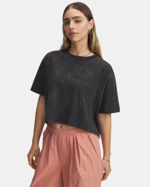 UA Boxy Crop Wash Womens Short Sleeve