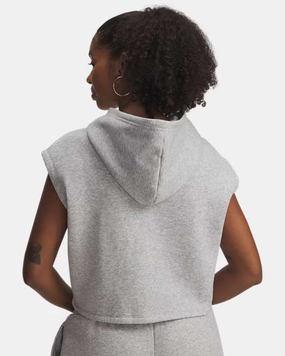 UA Rival Fleece Piped Womens Sleeveless Hoodie - Image 2