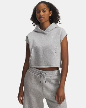 UA Rival Fleece Piped Womens Sleeveless Hoodie