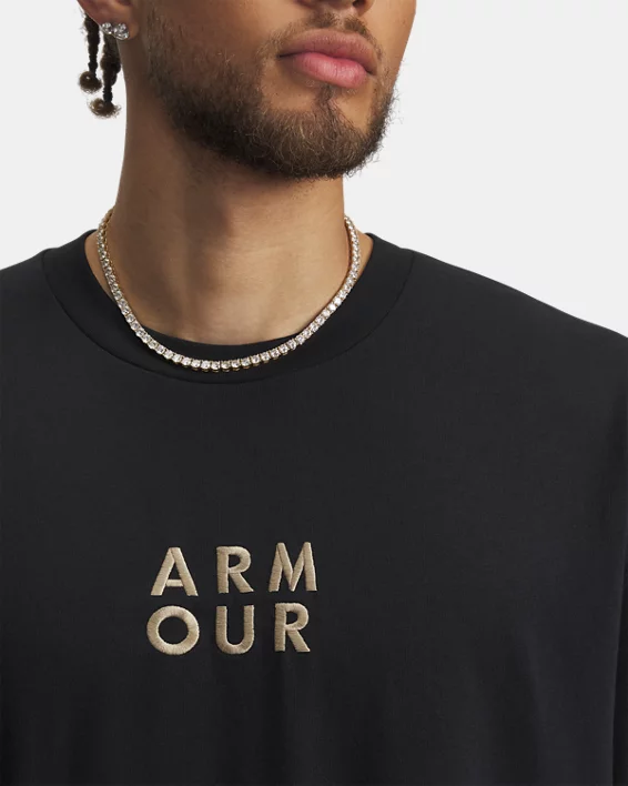 UA Armour Wordmark Heavyweight Mens Short Sleeve - Image 3