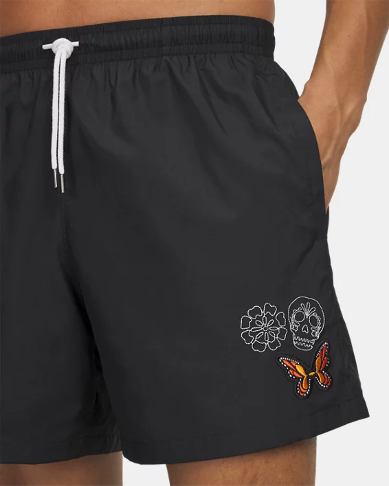 UA Icon Day Of The Dead Mens 5.75 Volley Shorts - Image 4
