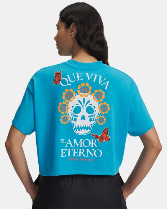 UA Icon Boxy Crop Day Of The Dead Heavyweight Womens Short Sleeve - Image 2