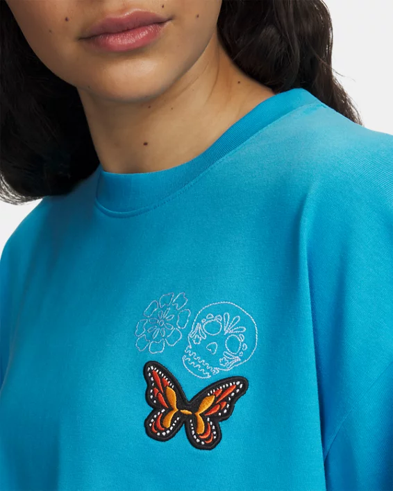 UA Icon Boxy Crop Day Of The Dead Heavyweight Womens Short Sleeve - Image 3