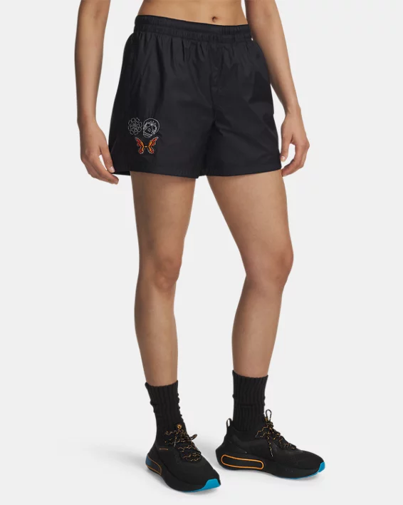 UA Rival Woven Day Of The Dead Womens 4.5 Shorts