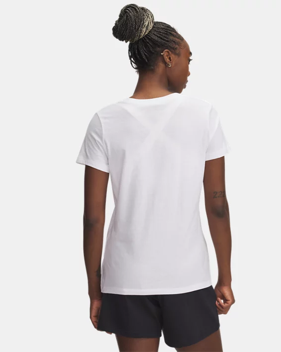 UA Performance Cotton Collegiate Womens V-Neck T-Shirt - Image 2