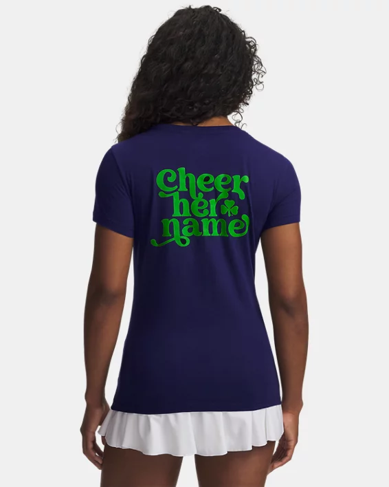 UA Performance Cotton Collegiate Womens V-Neck Short Sleeve - Image 2