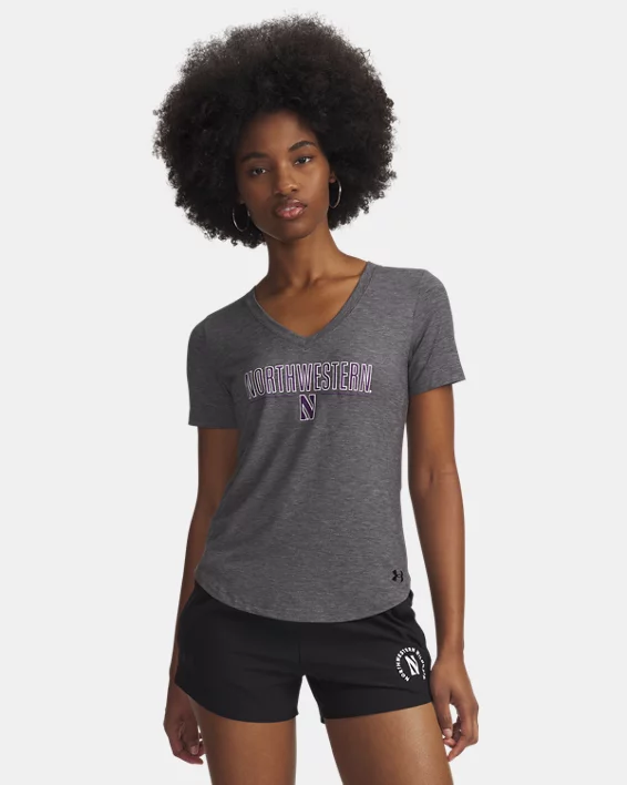 UA Breezy Collegiate Womens V-Neck Short Sleeve